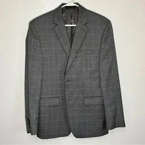 PERRY ELLIS Windowpane Grey suit jacket | 40R